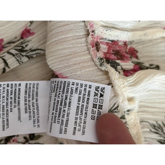 AMERICAN EAGLE Floral Milkmaid Babydoll Mini Dress Small Tiered Cottage Prairie - Picture 11 of 11